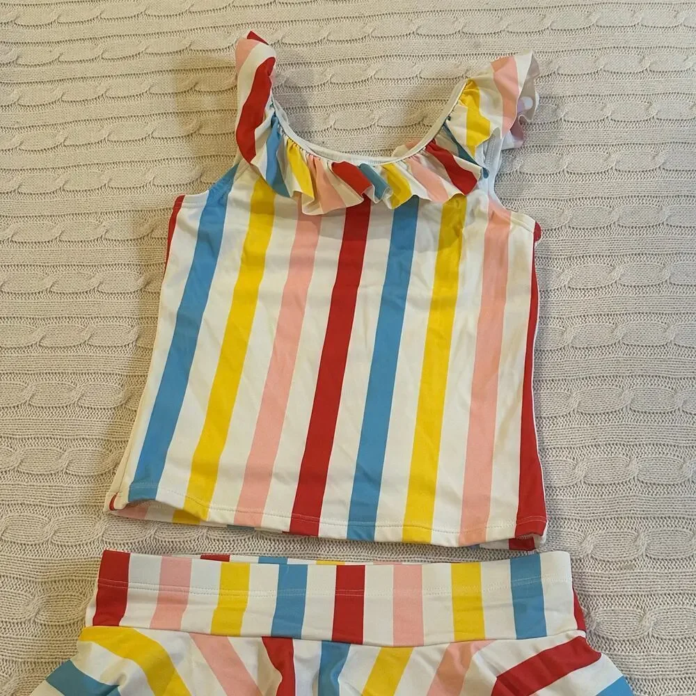 Hanna Andersson Sunblock Striped Tankini Set sz 12 Girl's Swimsuit